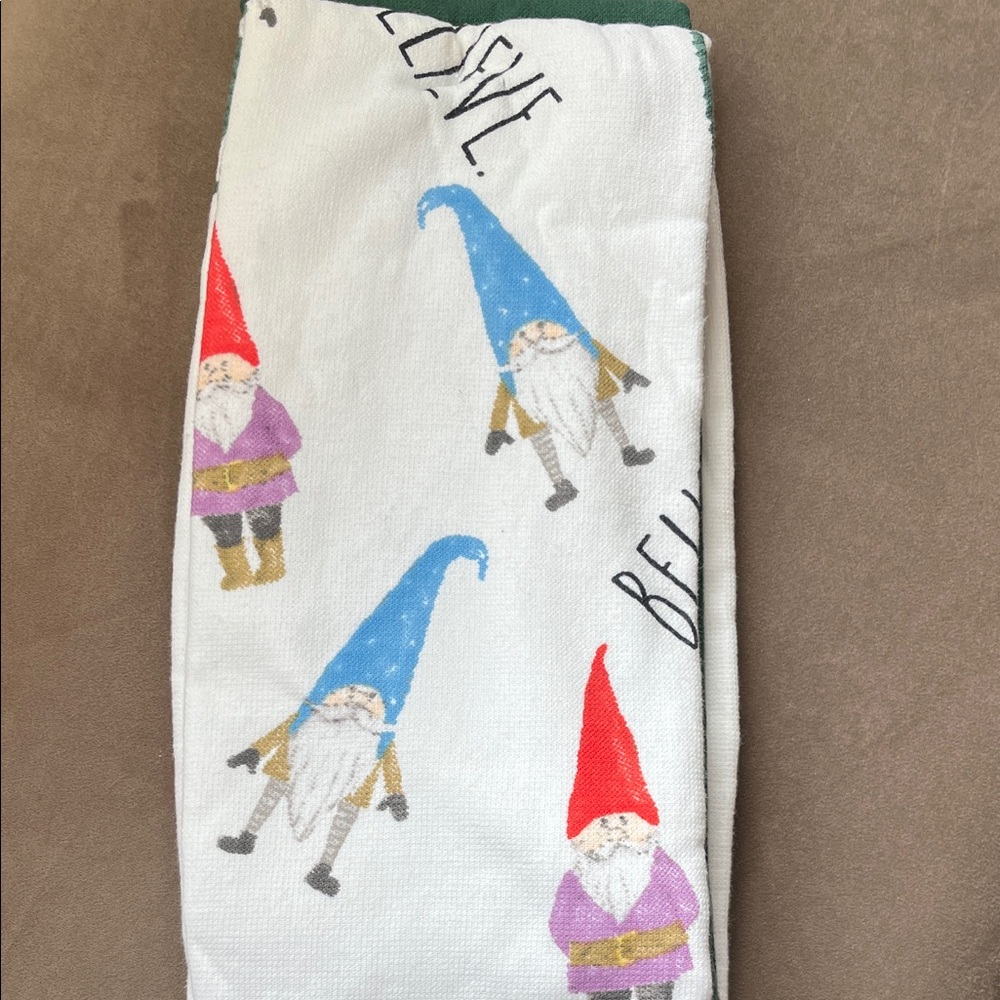 Rae Dunn Kitchen Towel Set with Colorful Gnomes